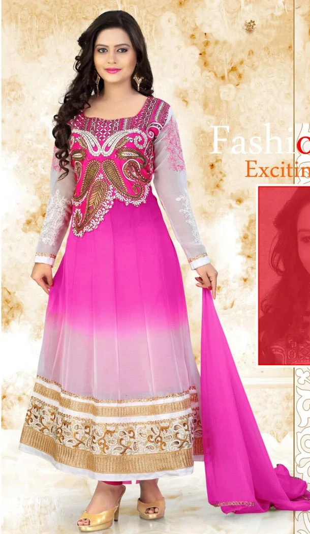 Rose Pink Georgette Online Buy Salwar Kameez Churidar Suits | FH401865198
