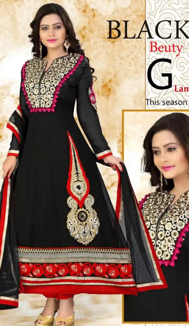 Black Georgette Online Buy Salwar Kameez Churidar Suits | FH401865203
