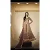 Tan Brown Net Narrow Pants with Kameez | FH403465398