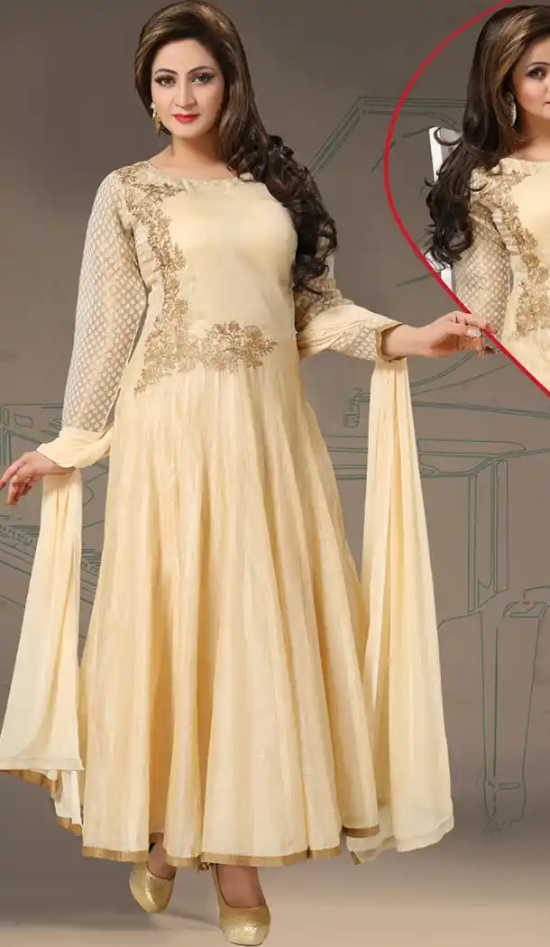Art Silk and Beige Readymade Churidar Salwar Suit Online | FH403665383