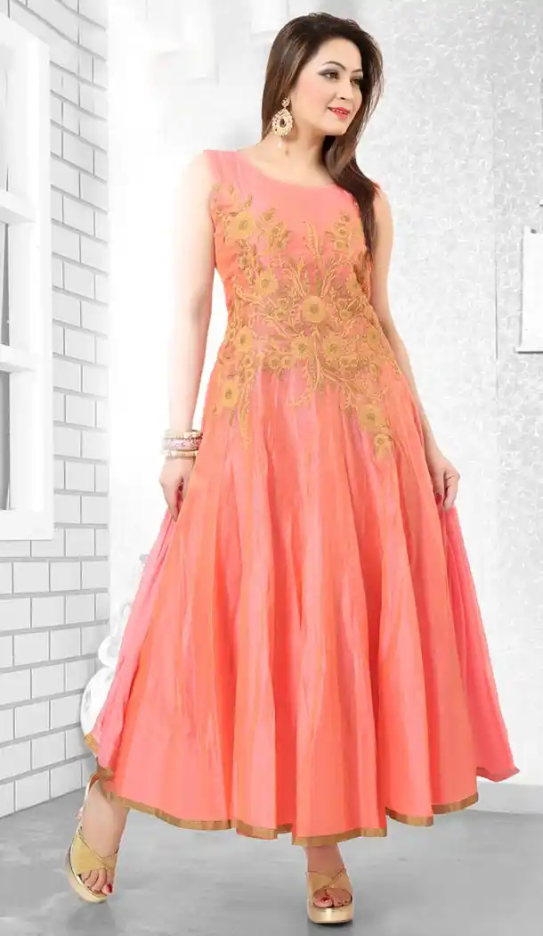 Art Silk and Pink Readymade Churidar Salwar Suit Online | FH403665390
