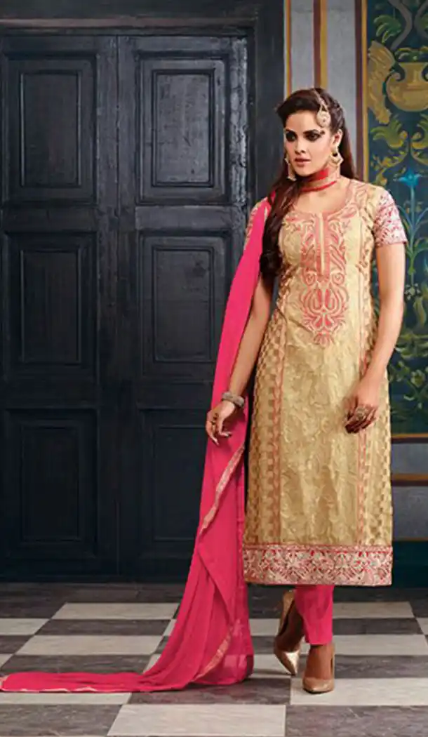 Tan Brown Color Georgette Straight Cut Salwar kameez online shopping | FH403765371