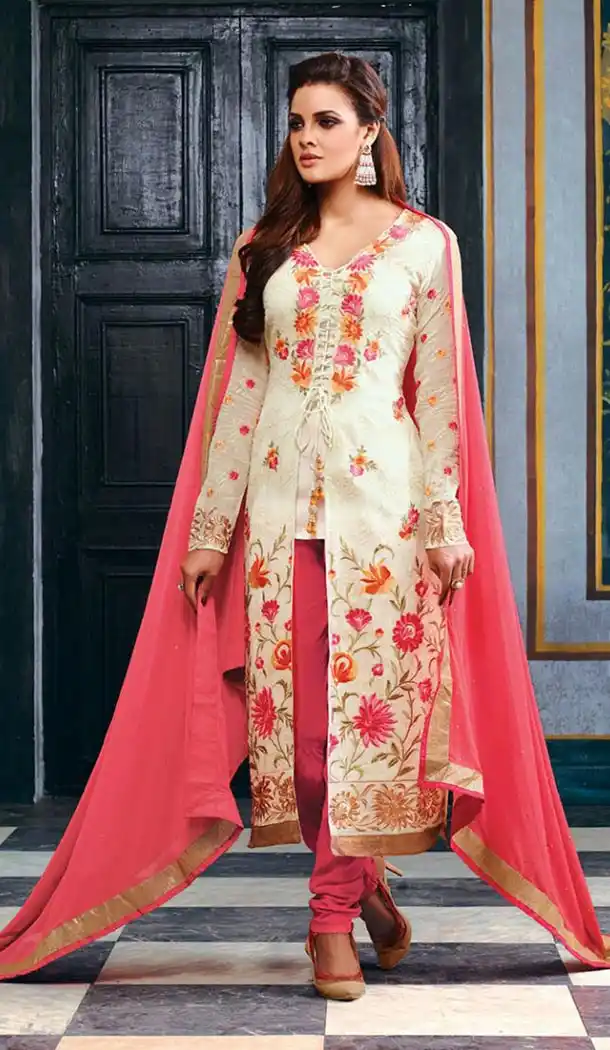 Off White Color Georgette Achkan Salwar kameez online shopping | FH403765378