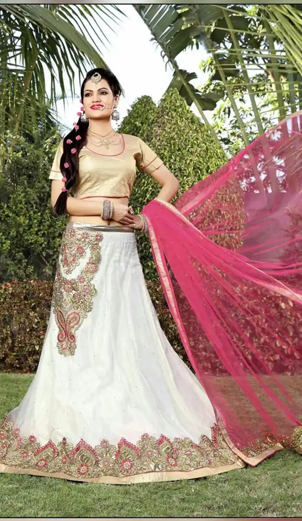 White and Net Lehenga Choli Online Shopping | FH403965401