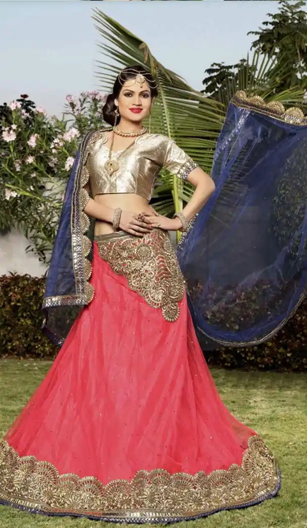 Salmon and Net Lehenga Choli Online Shopping | FH403965402