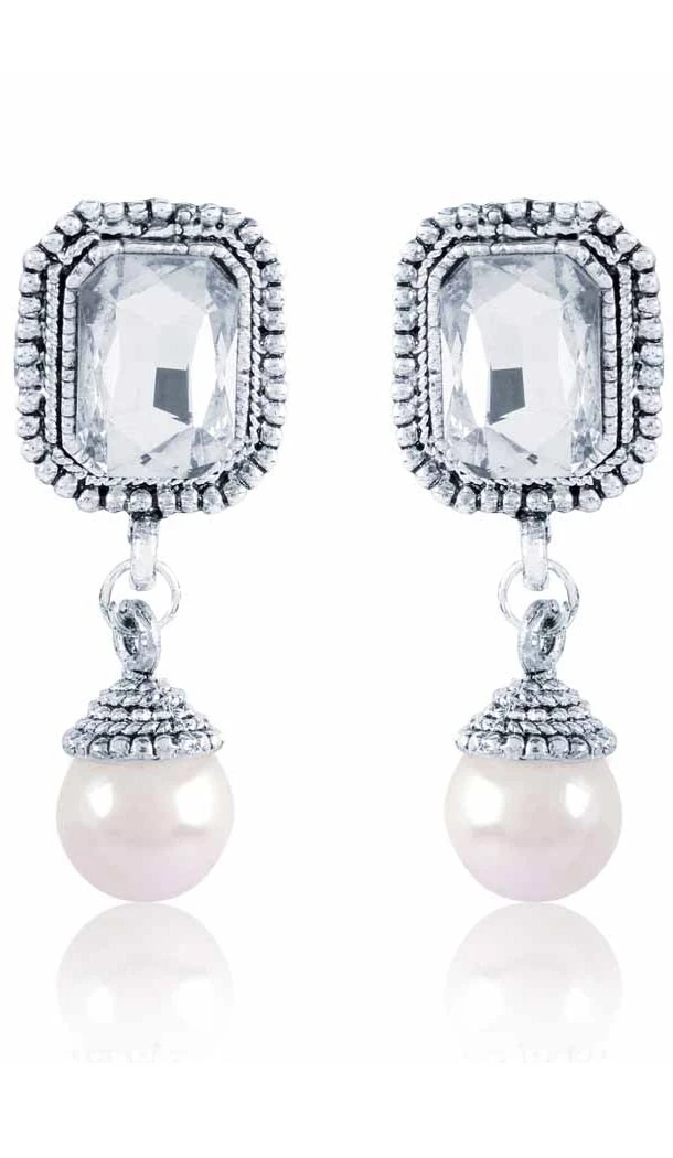 Grey and Silver Color Stone Precious Jewellery Earring | FH404965565