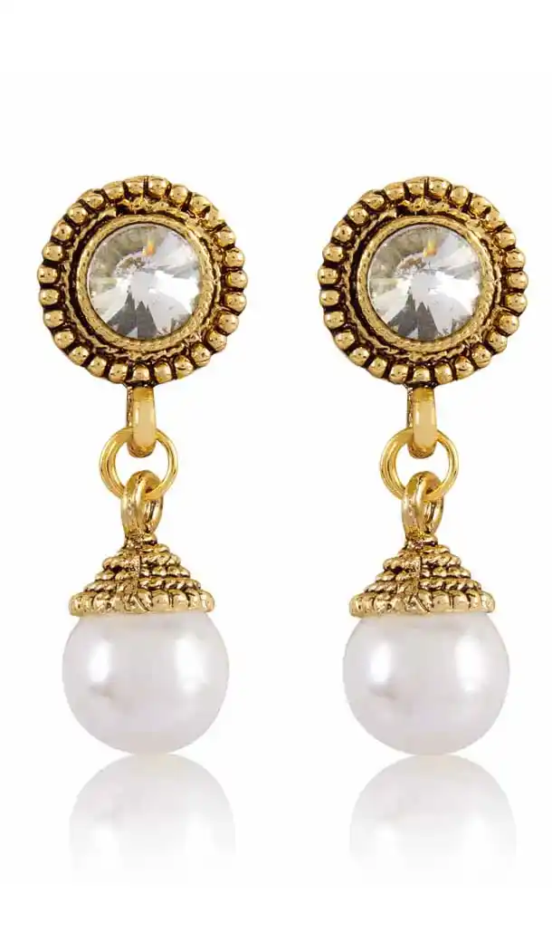 Grey and Gold Color Pearls Precious Earring | FH404965571