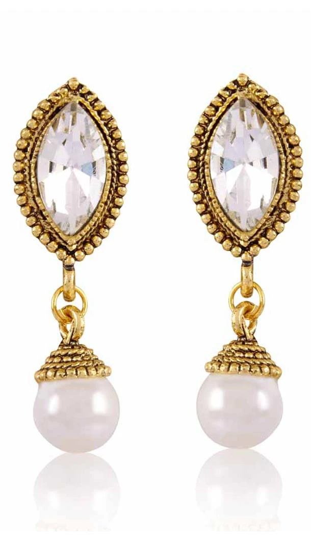 Grey and Gold Color Pearls Precious Earring | FH404965572