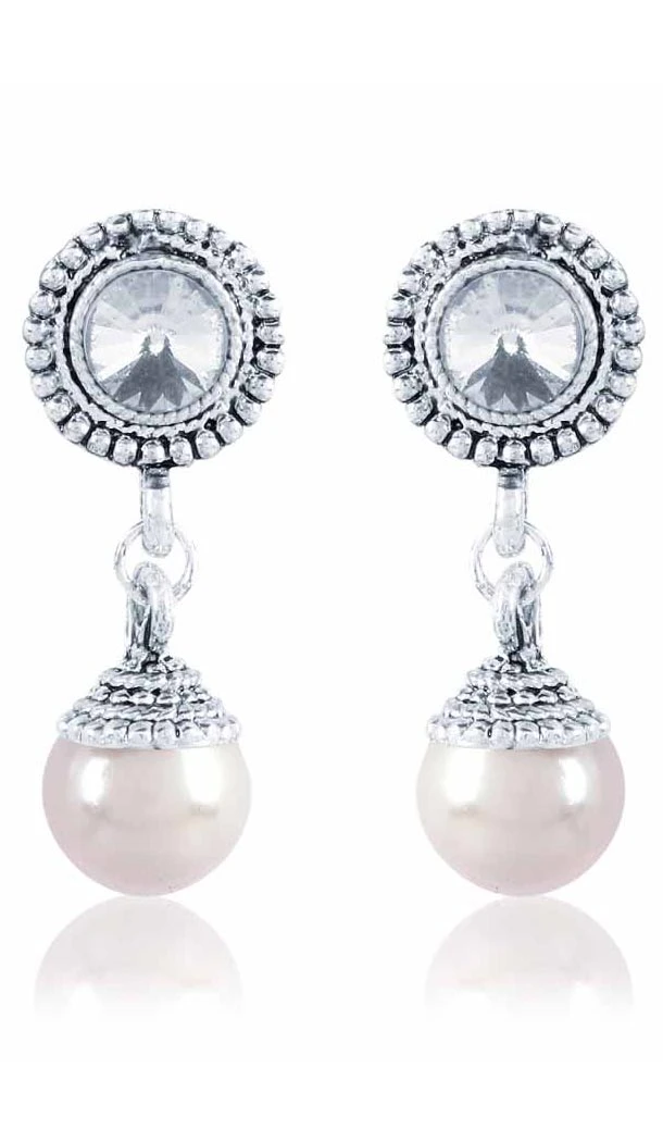 Grey and Silver Color Pearls Precious Earring | FH404965573