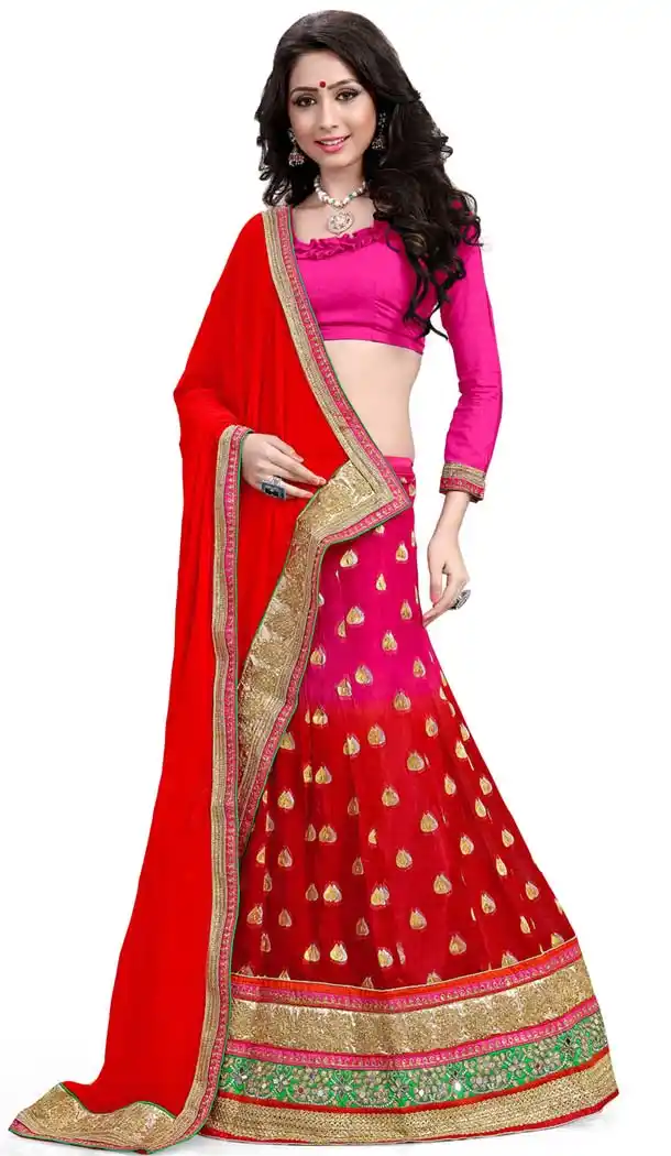 Women's Viscose Satin Fabric and Deep Pink Pretty A Line Lehenga Style | FH405365536