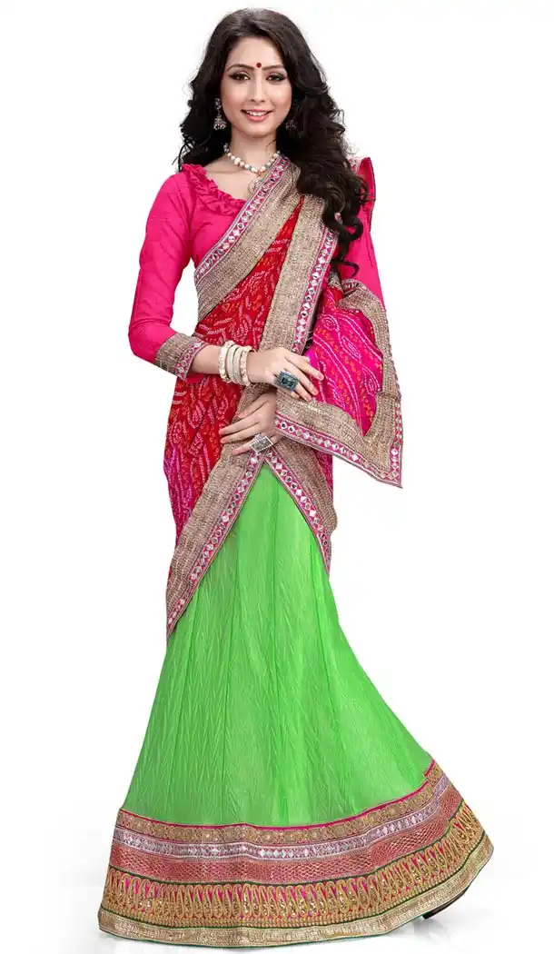 Women's Lycra Fabric and Green Pretty A Line Lehenga Style | FH405365542
