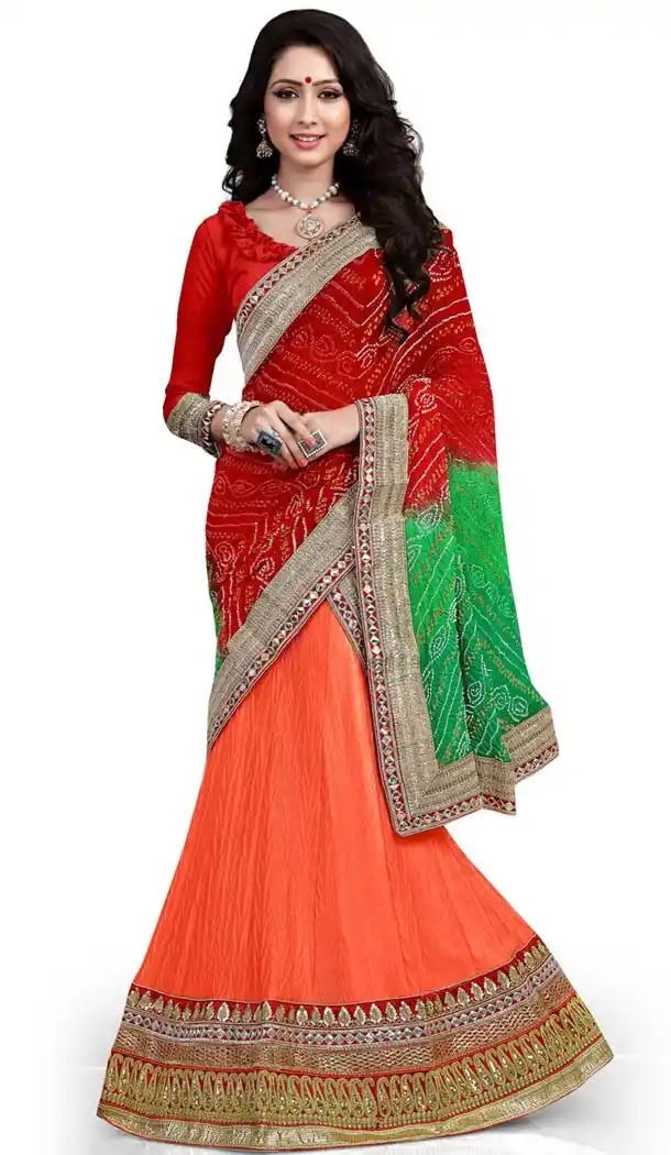 Women's Lycra Fabric and Orange Color Pretty A Line Lehenga Style | FH405465554