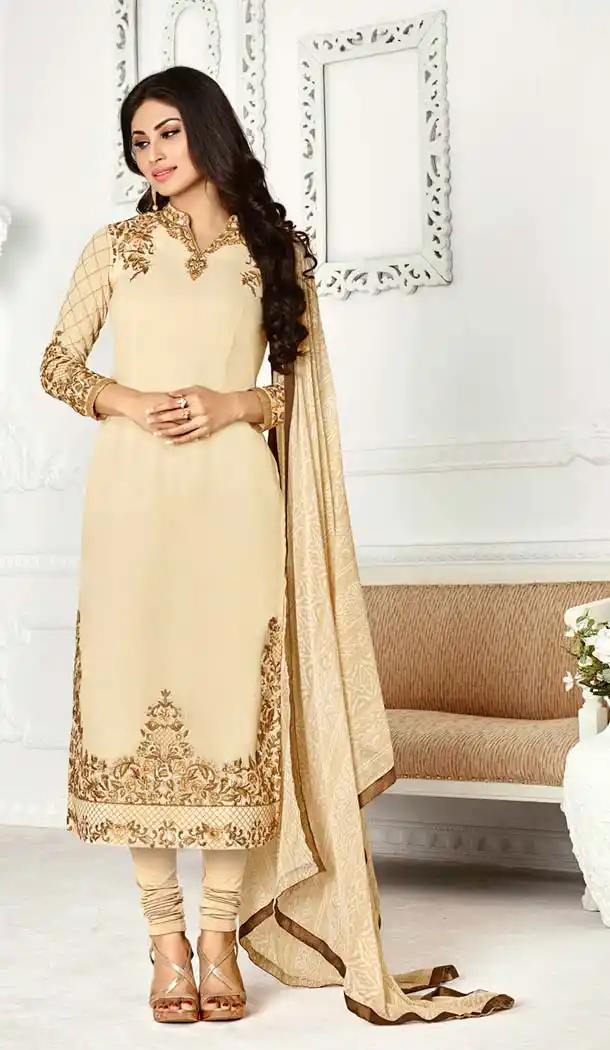 Bottle Green and Georgette Salwar Kameez Online Shopping | FH405665476