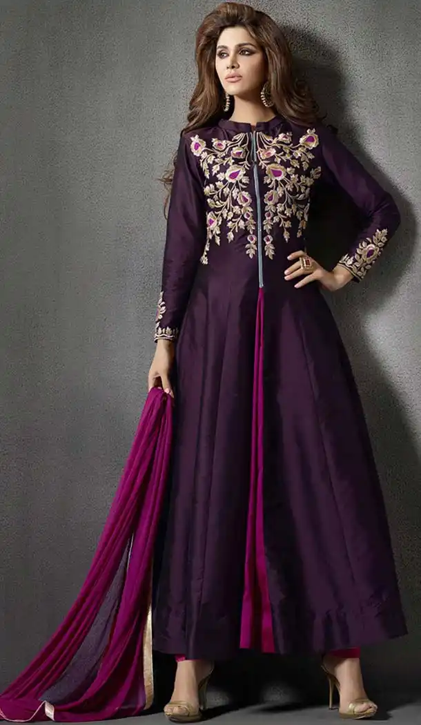 Wine Color and Silk Salwar Kameez Online Shopping | FH405765464