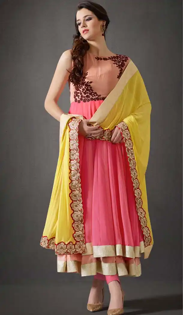 Salmon Color and Gota Silk Salwar Kameez Online Shopping | FH405765467