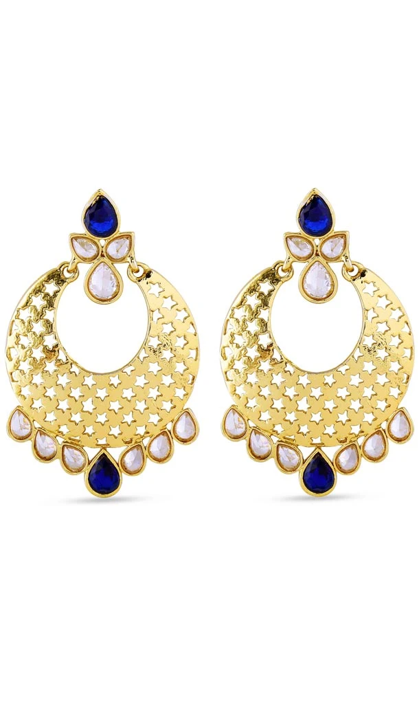 Blue and Gold Color Stone Artificial Jewellery Earring | FH405865626