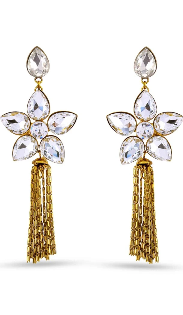 Beige and Gold Color Stone Artificial Jewellery Earring | FH405865628