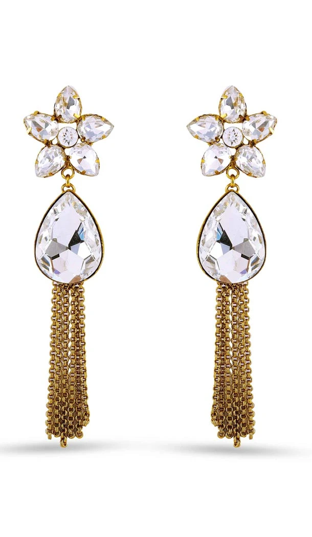 Beige and Gold Color Stone Artificial Jewellery Earring | FH405865630