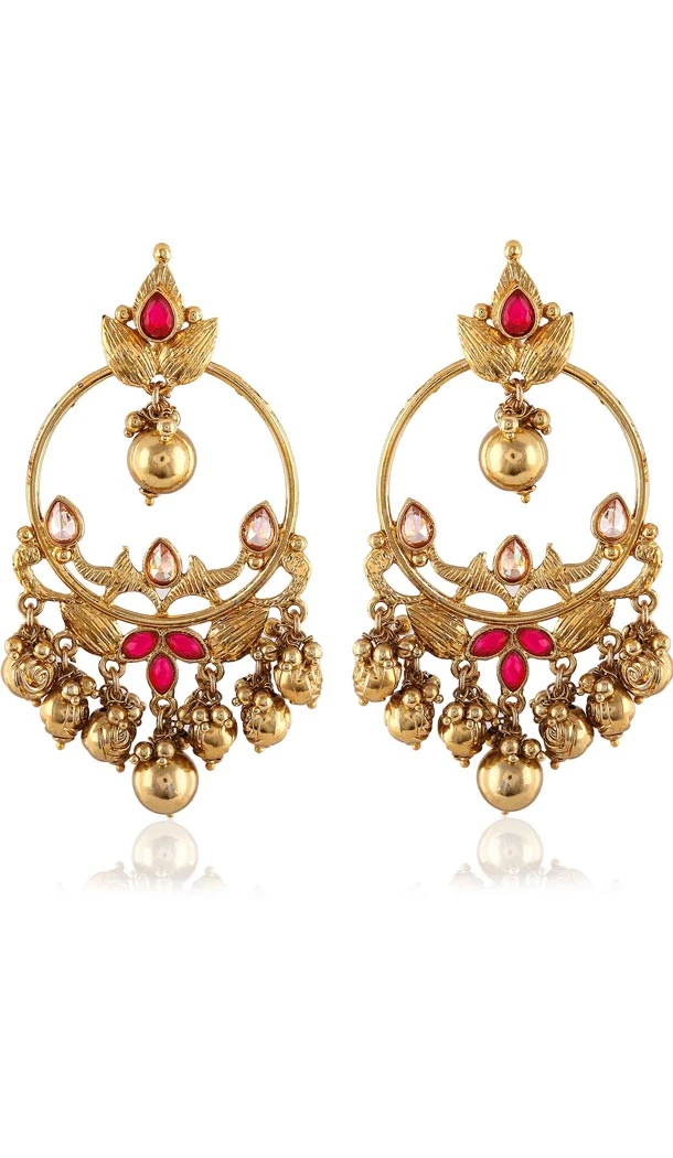 Pink and Gold Color Artificial Chandelier Style Earring | FH405965683