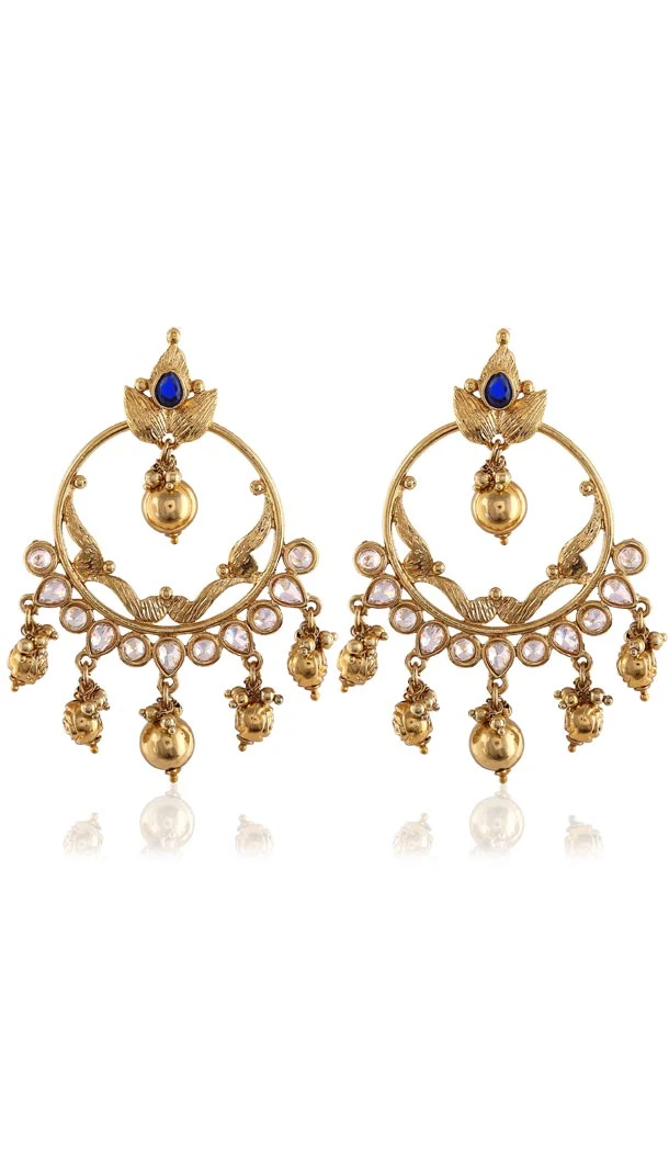 Blue and Gold Color Artificial Chandelier Style Earring | FH405965684