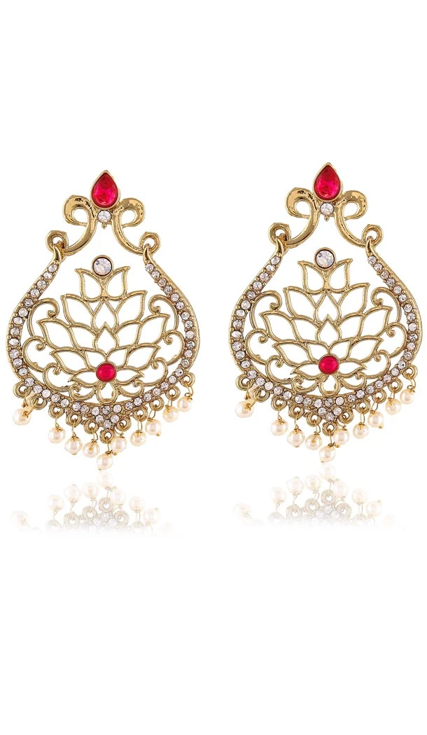 Red and Gold Color Artificial Chandelier Style Earring | FH405965686
