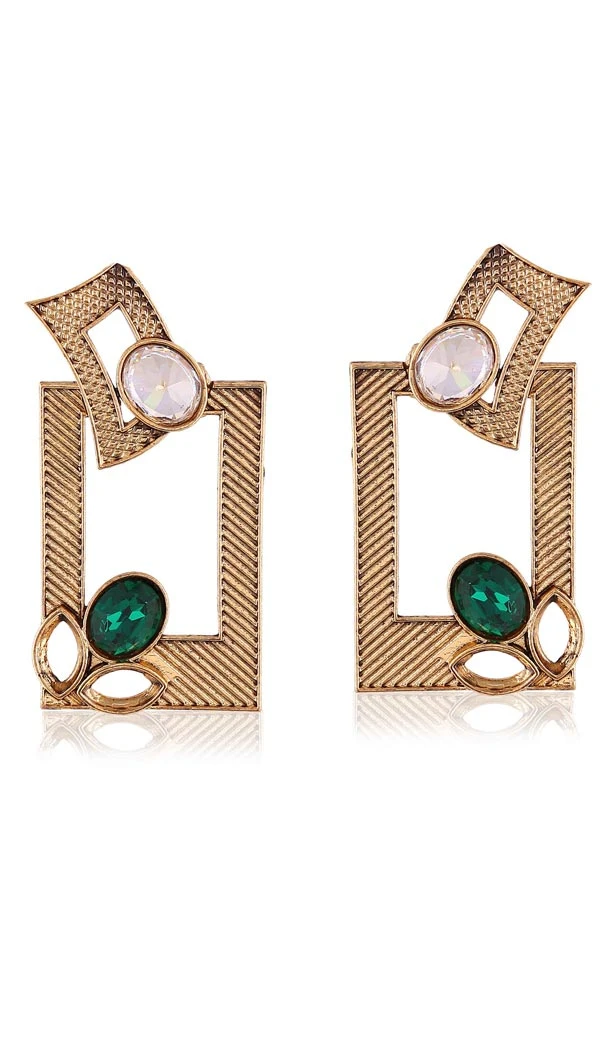 Beige and Green Color Artificial Fashion Earring | FH405965688
