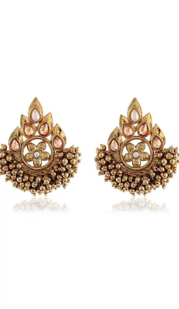Beige and Gold Color Stone Chandelier Earring | FH406865694