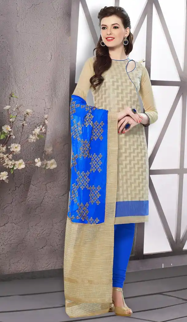 Tan Brown Chanderi Silk Casual and Formal Churidar Kameez Online | FH407465747