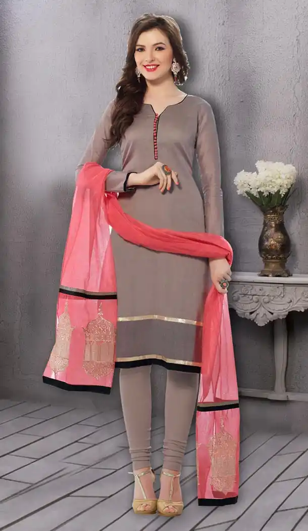 Tan Brown Banarasi Silk Casual and Formal Churidar Kameez Online | FH407465750