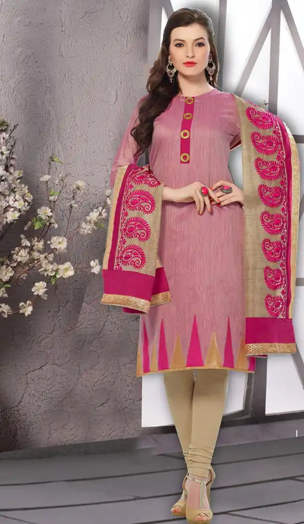 Salmon Banarasi Silk Casual and Formal Churidar Kameez Online | FH407465751