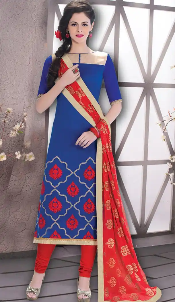 Royal Blue Banarasi Silk Casual and Formal Churidar Kameez Online | FH407465755