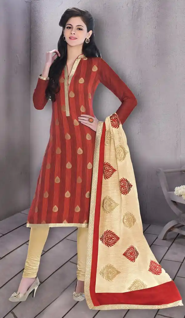 Maroon Chanderi Silk Casual and Formal Churidar Kameez Online | FH407465756