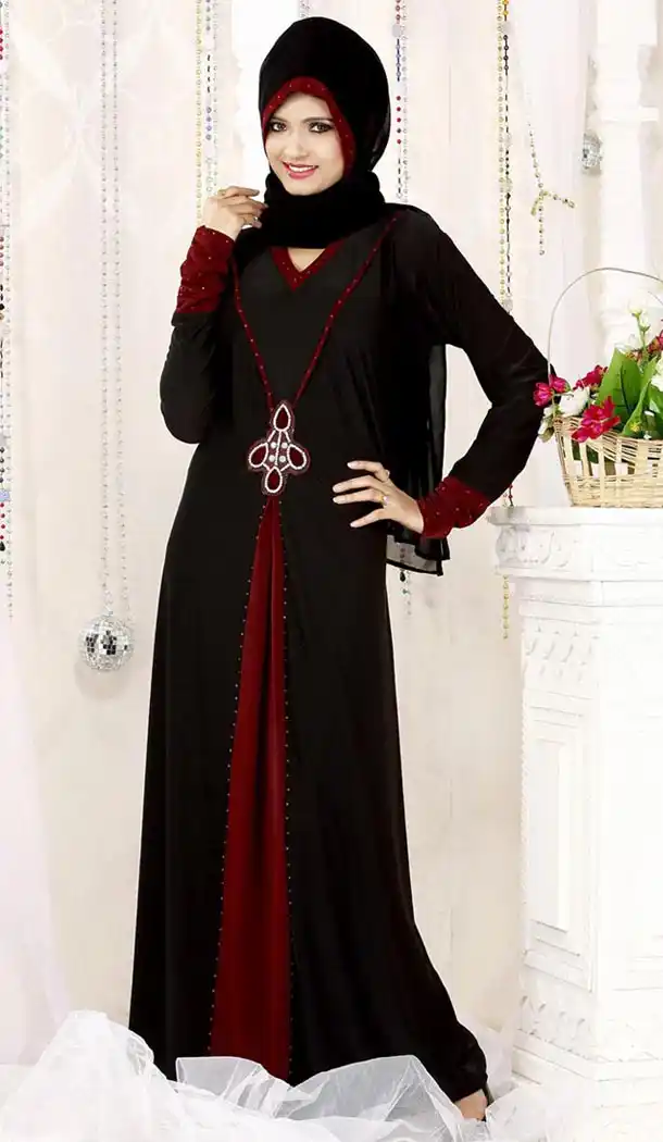 Maroon Lycra Islamic Hijab Abaya Styles Muslim Women Dresses | FH408465941