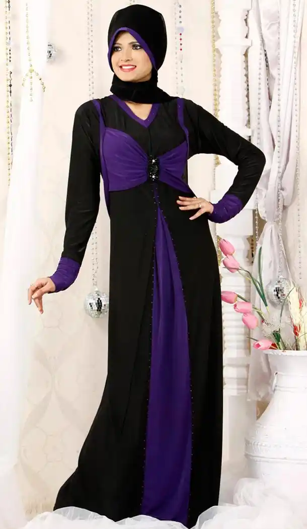Black Lycra Islamic Hijab Abaya Styles Muslim Women Dresses | FH408465949