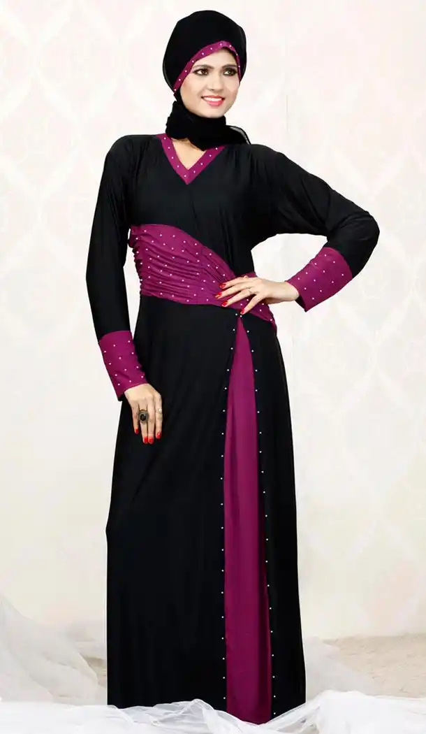 Lycra Black Color Islamic Hijab Abaya Styles Muslim Dresses FH408565950