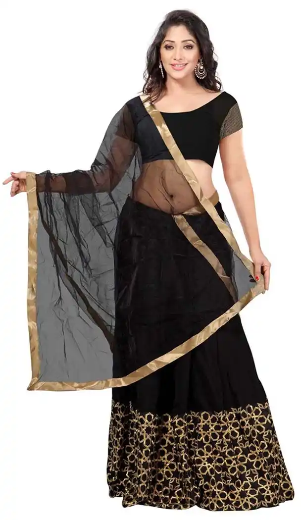 Women's Georgette Fabric and Black Pretty Lehenga Choli | FH408665934