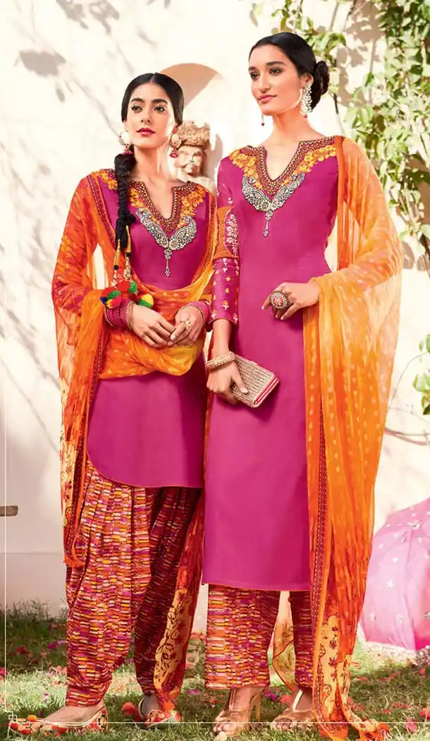 Deep Pink Cotton Punjabi Suits Online Shopping | FH409466007