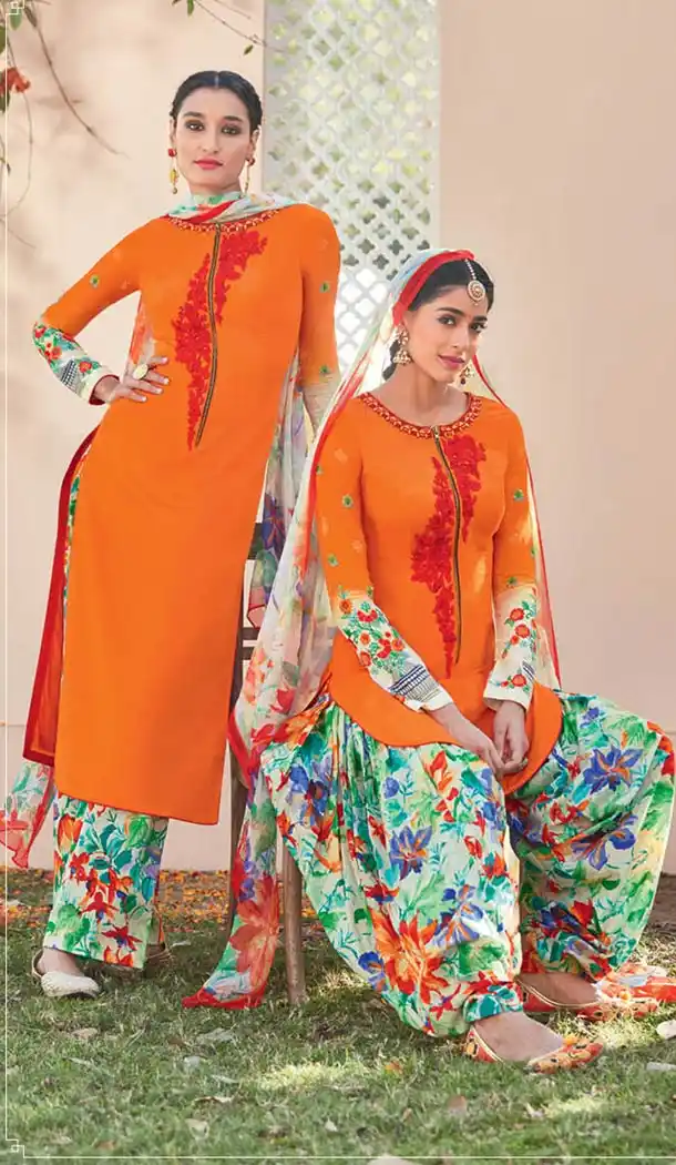 Deep Orange Cotton Punjabi Suits Online Shopping | FH409466018
