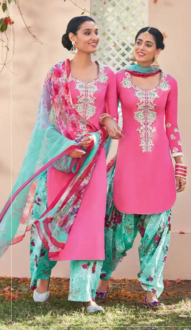 Rose Pink Cotton Punjabi Suits Online Shopping | FH409466020