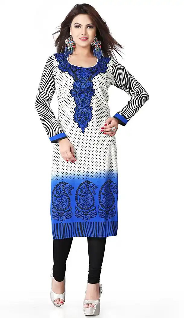 Incredible Straight Kurti in Crepe Silk & Blue Color | FH409666132