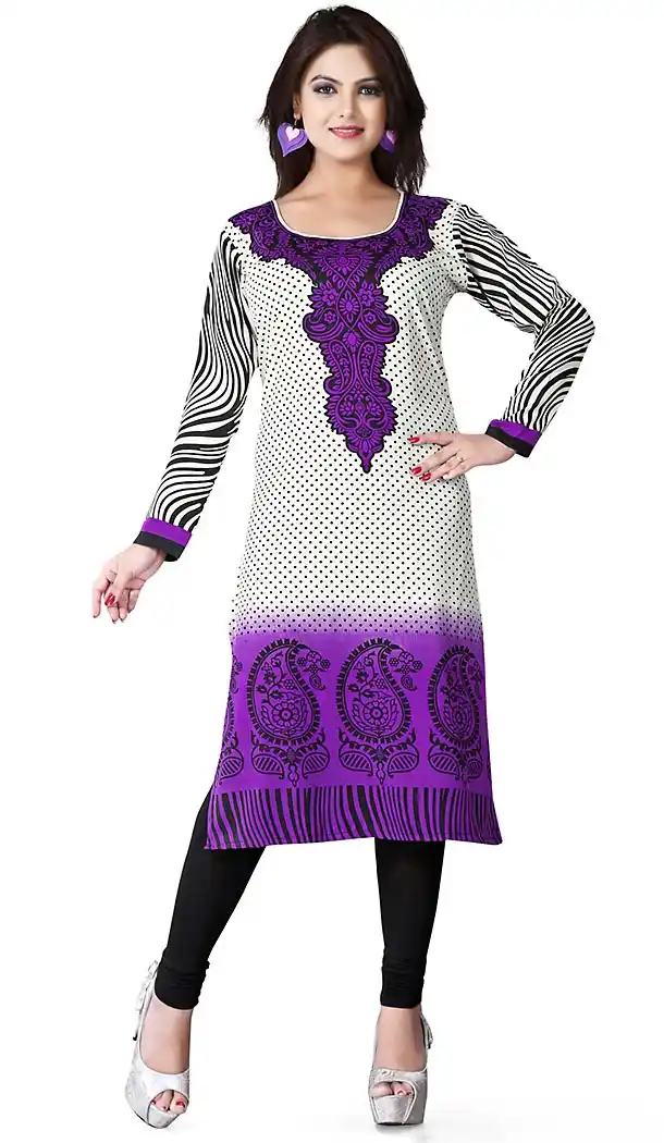 Purple Color with Printed Work Incredible Readymade Kurti | FH409666134