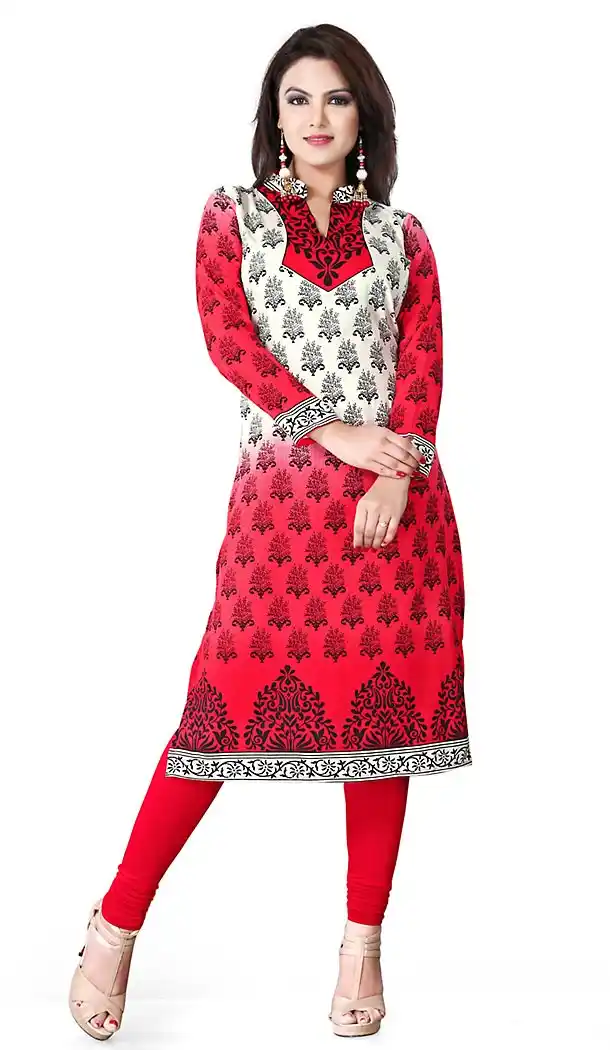 Incredible Straight Kurti in Crepe Silk & Red Color | FH409766141