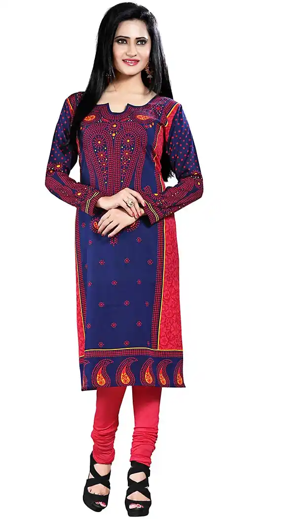 Incredible Straight Kurti Style in Crepe Silk & Blue | FH409766145