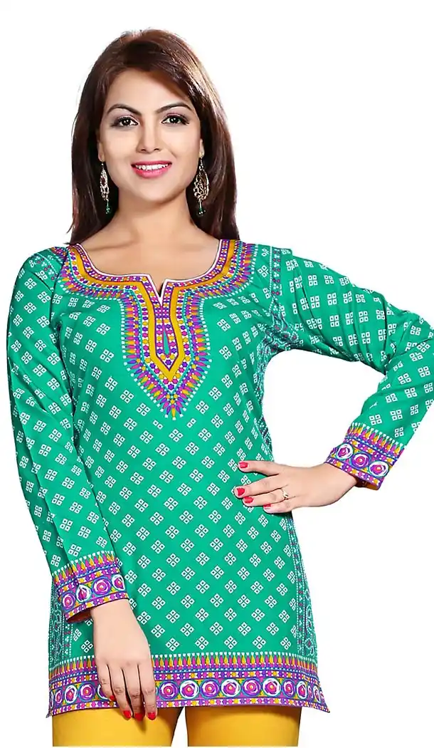 Buy Emerald Crepe Silk Readymade Kurti Online | FH409866060