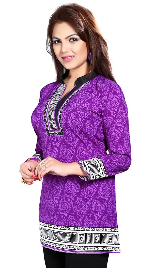 Buy Purple Crepe Silk Readymade Kurti Online | FH409966063