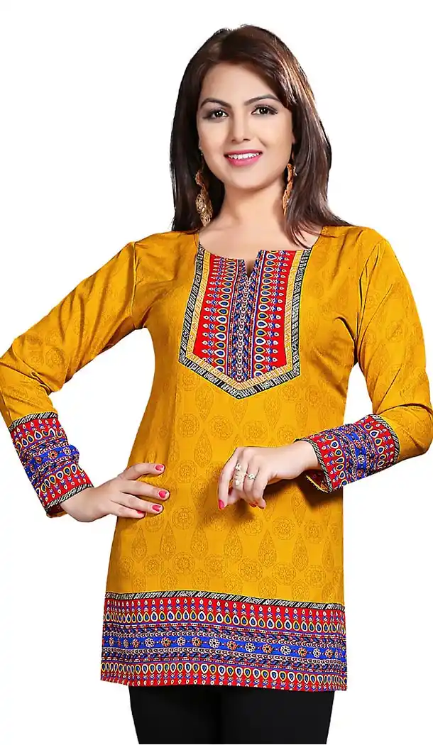 Buy Butter Scotch Crepe Silk Readymade Kurti Online | FH409966068