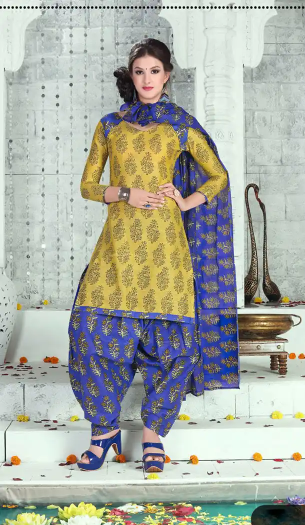 Mehendi Green Color Cotton Casual Wear Salwar Kameez | FH410766238