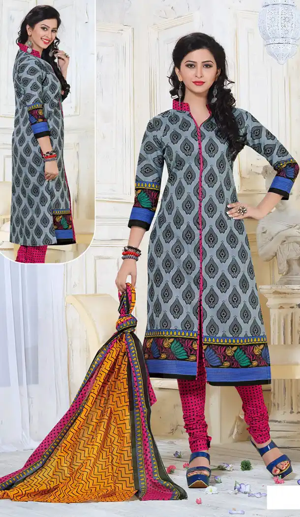 Dove Color Cotton Casual Wear Salwar Kameez | FH410766240
