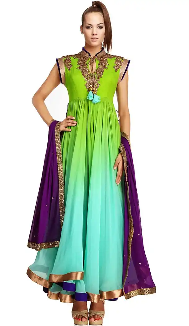 Green Color Ne Long Designer Wedding Readymade Churidar Kameez | FH411766321