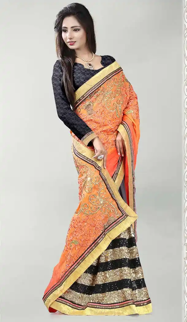Slate Gray Color Saree With Gorgeous Embroidered Pallu | FH412966538